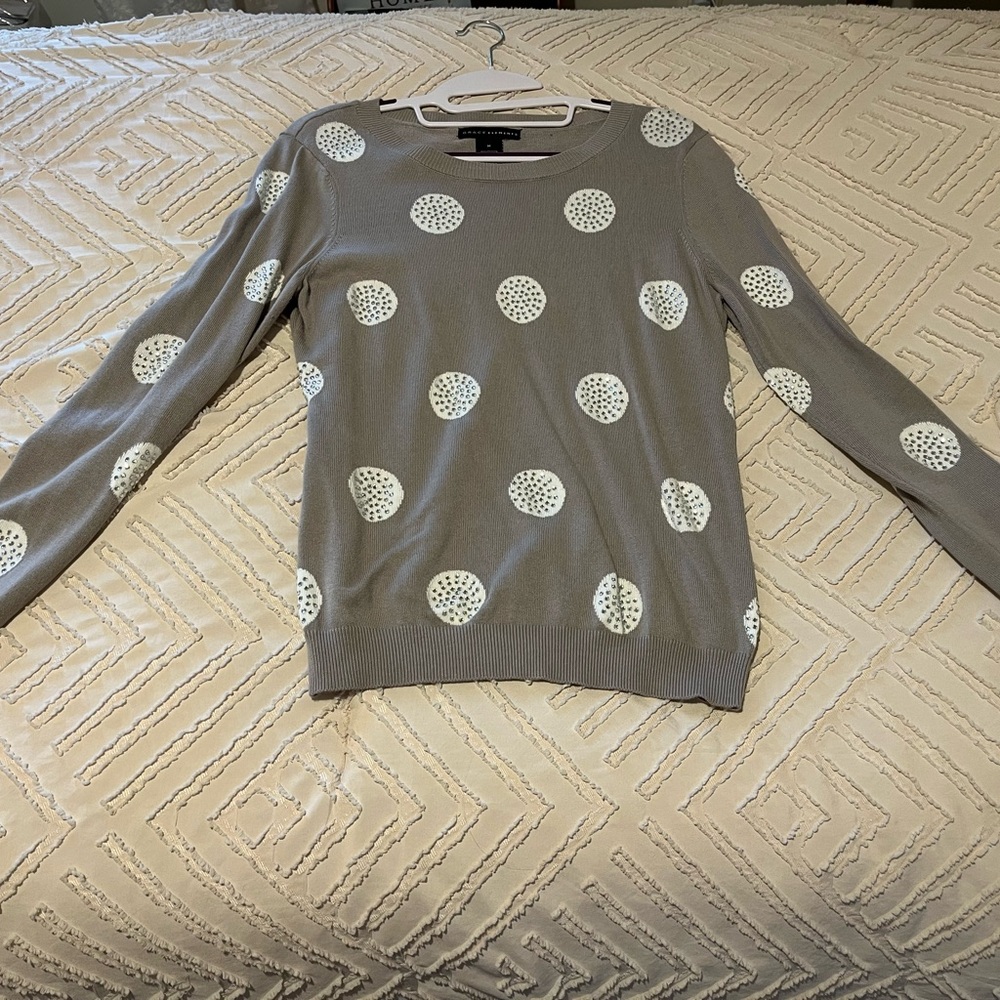 Grace Elements Gray Sweater with White Dots